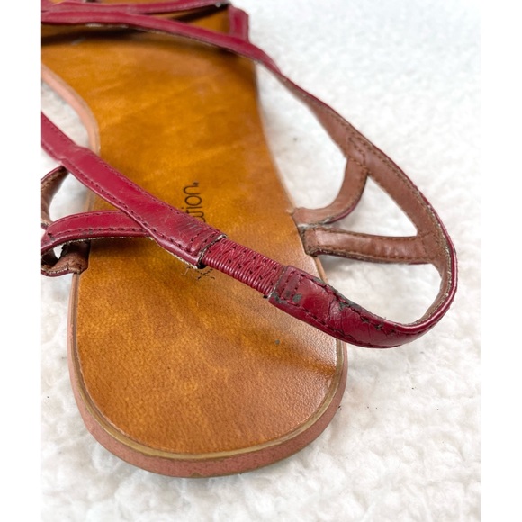XHILARATION • Red/Tan Greek Sandals - Picture 11 of 16